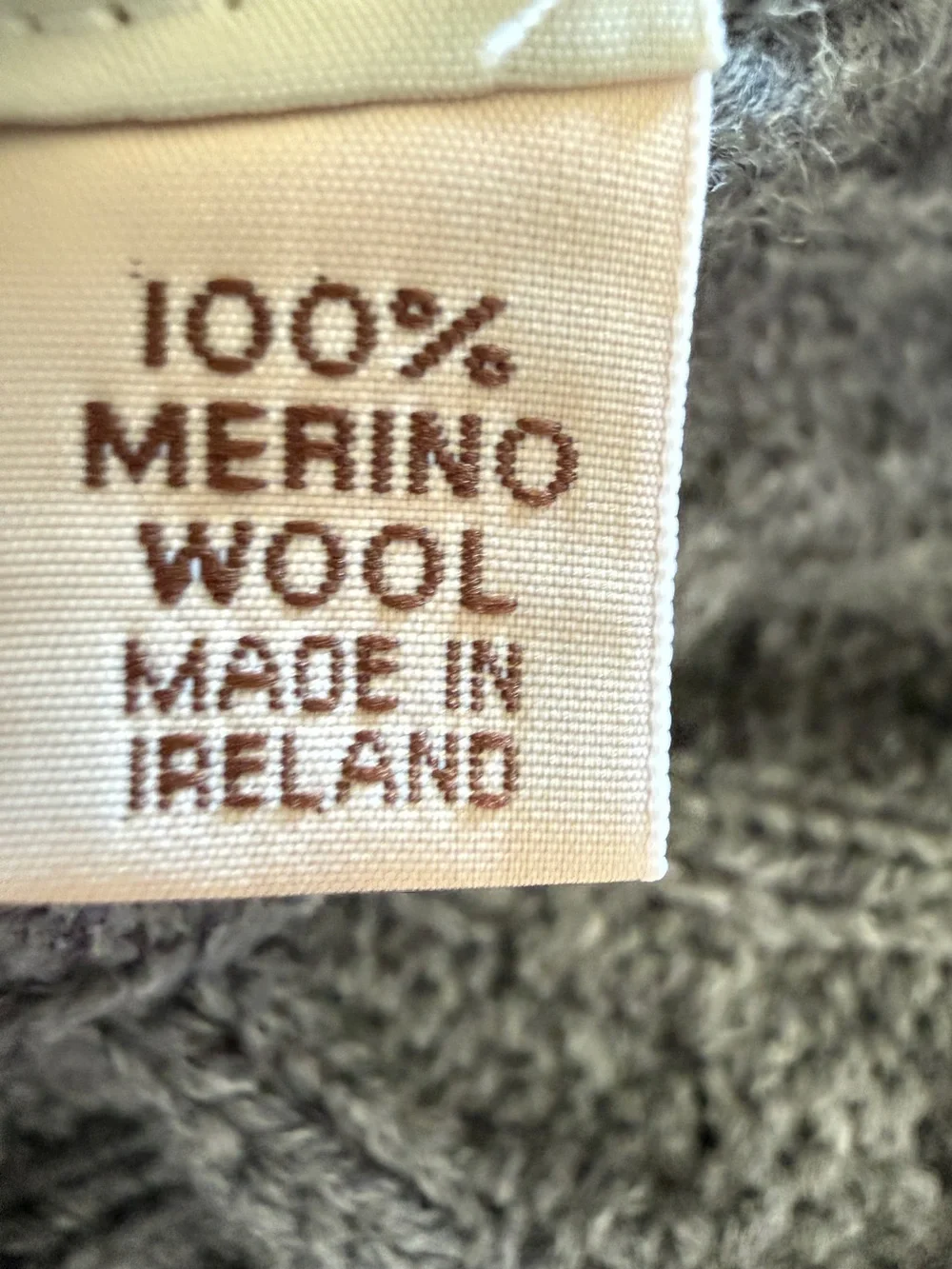 Aran Sweater Market Merino Wool Button Snood Scarf Gray Made in Ireland